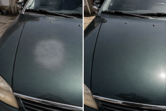 Vorher/Nachher der Motorhaube NanoPolix Vorher Nachher